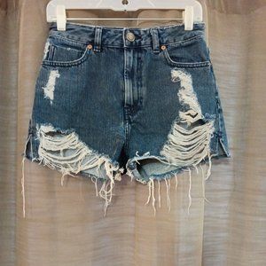 Women's ASOS Distressed Destroyed Cut-off High-rise Jean Shorts Size 4